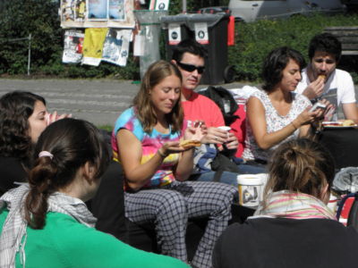 waffles & coffee in front of Student parliament