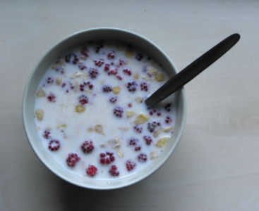 breakfast with raspberries :)